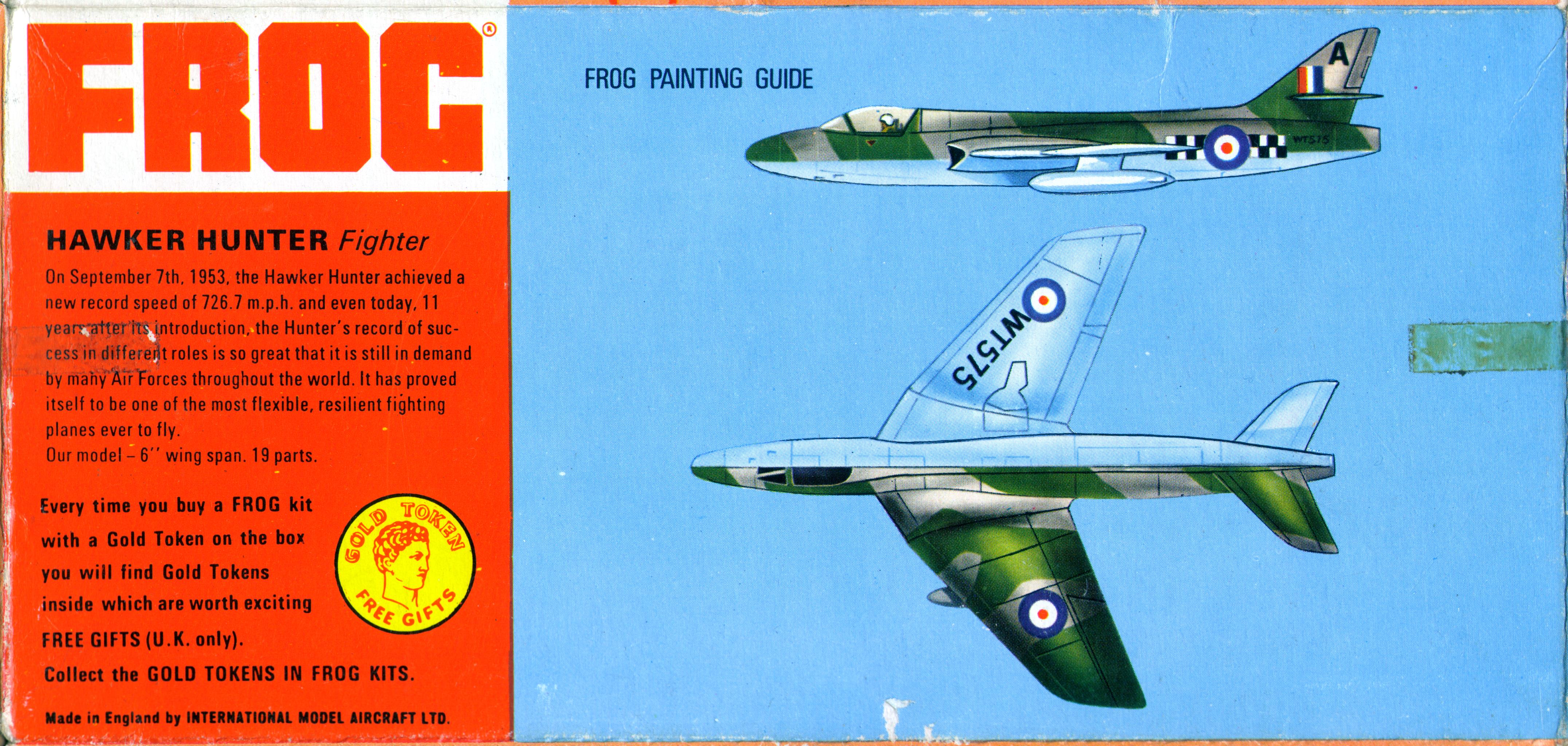 Руководство по окраске модели на нижней части коробки F320 Hawker Hunter из Красной серии, 65-67, 40000шт